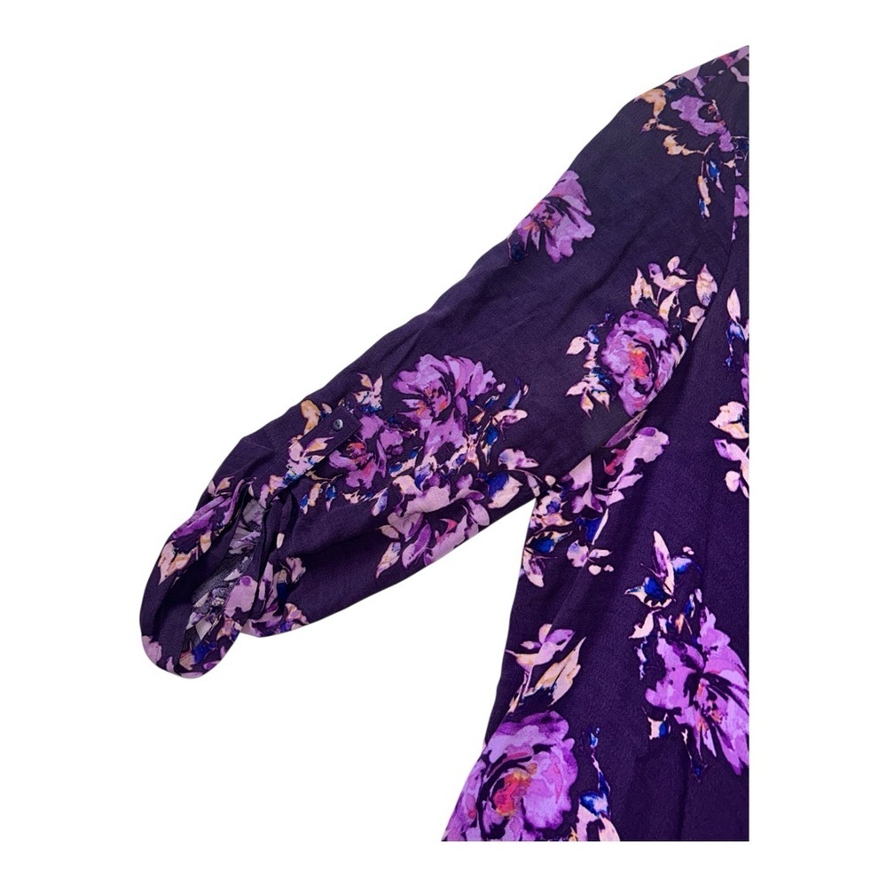 Torrid Floral Fringe Kimono Cardigan Purple Boho Rayon Size 2 (18/20) (2X) - Picture 5 of 12